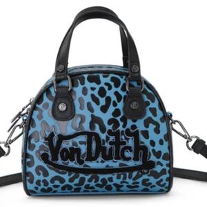 Von Dutch Blue Leopard Print Women's Bag